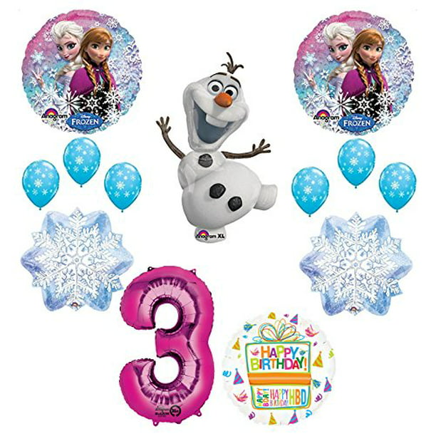 FROZEN Anna ELSA OLAF Snowman Snowflake 4th #4 Birthday Party Balloons Set 12